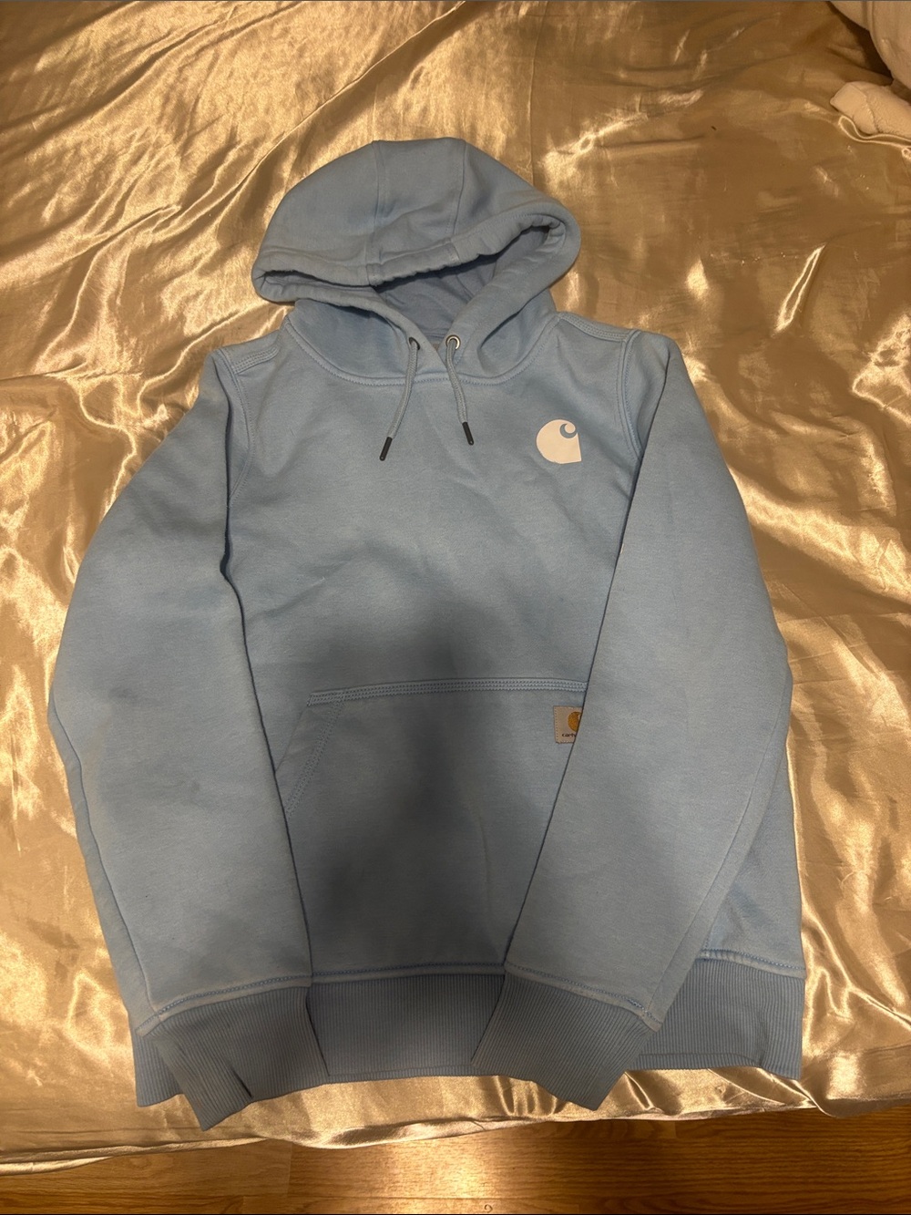 Carhartt Light Blue Pullover Hoodie with Chest Logo